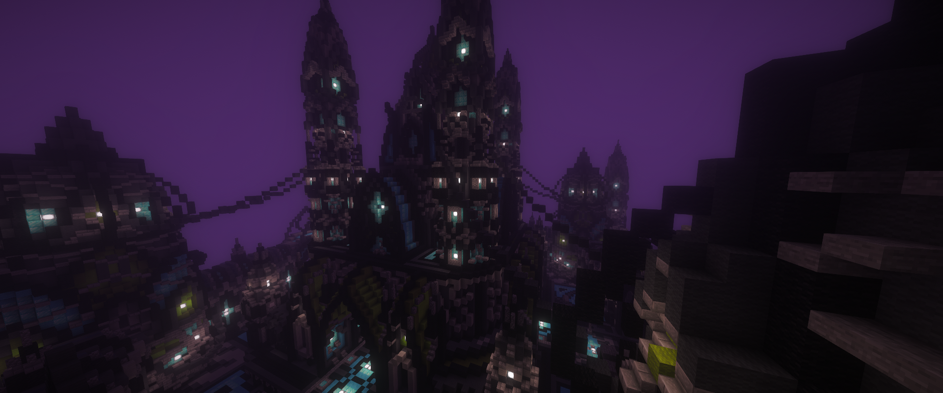 Castle towers at night